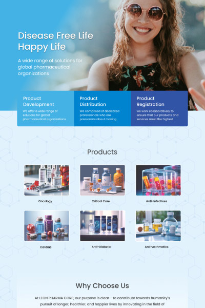 Free pharma CMS design Hyderabad - Leon Pharma Corp